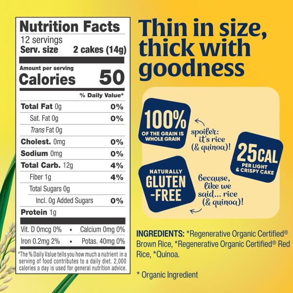 Lundberg Organic Thin Stackers Rice Cakes, Red Rice & Quinoa - 5.9 oz