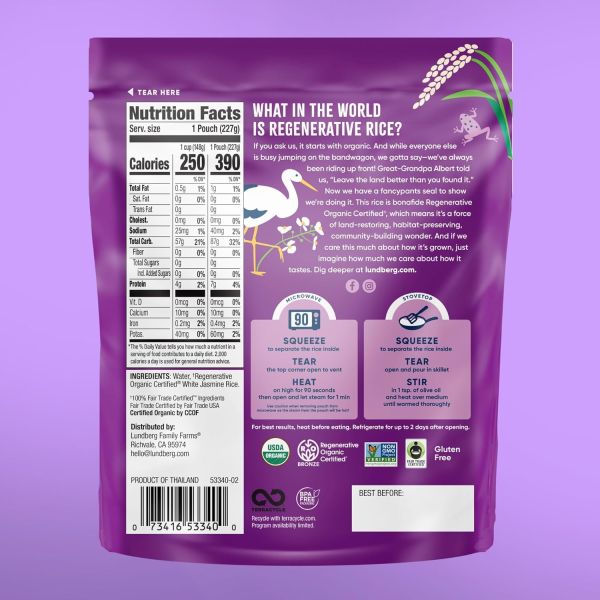 Lundberg Organic White Jasmine Rice, Fully Cooked & Ready to Heat