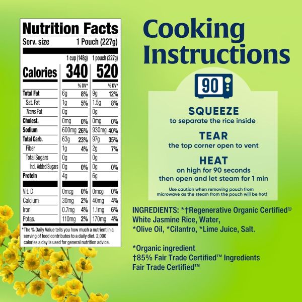 Lundberg Organic Cilantro Lime Rice, Fully Cooked & Ready to Heat - 8 oz