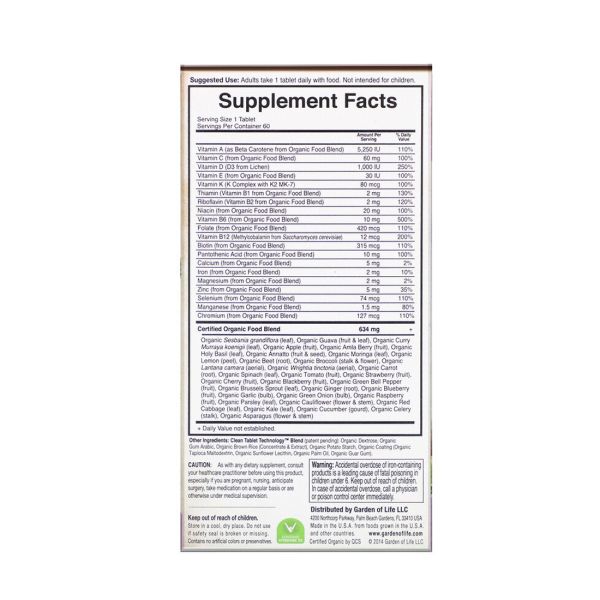 Garden of Life Organics Women's Once Daily Multivitamin - 60 Vegan Tablets