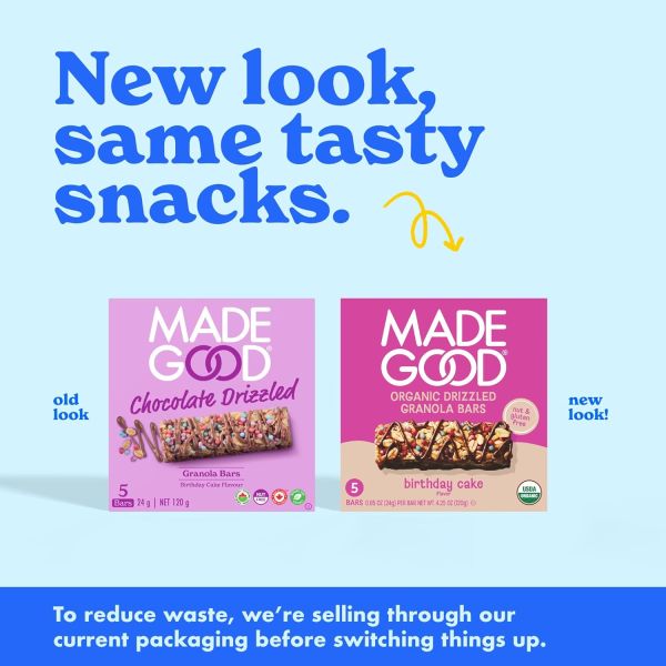 MadeGood Organic Chewy Chocolate Drizzled Granola Bars, Birthday Cake - 5 Bars
