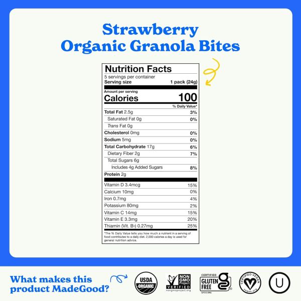 MadeGood Organic Strawberry Granola Bites - 5 ct