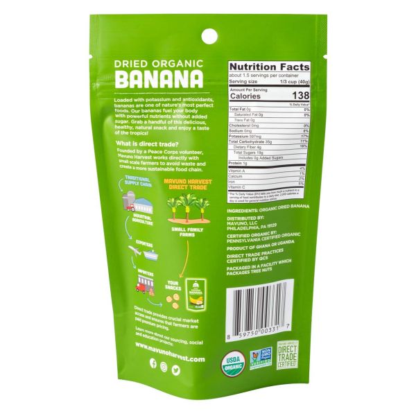 Mavuno Harvest Dried Banana Chips Fruit Snacks