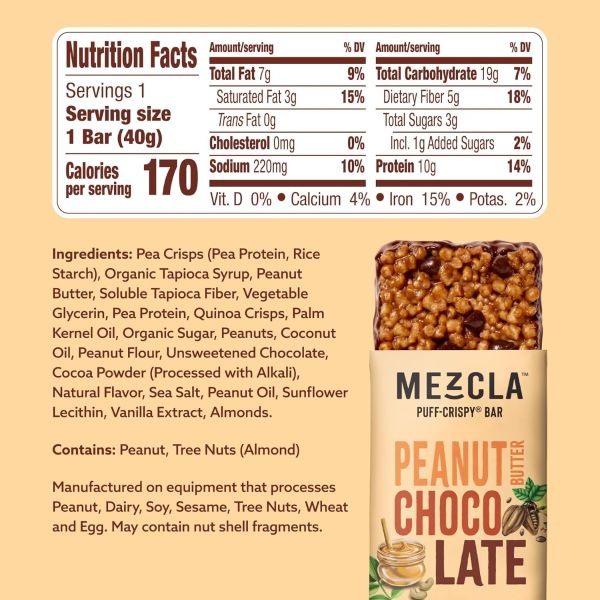 Mezcla Puff Crispy Protein Bar, Peanut Butter