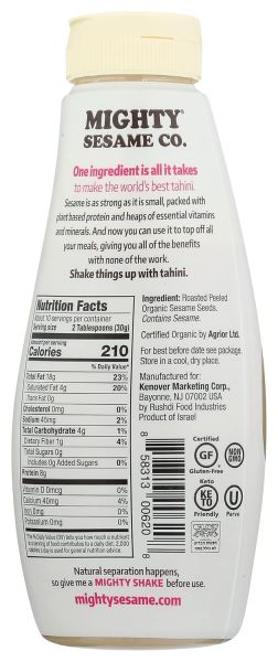 Mighty Sesame Co. Organic Tahini, Squeezable Creamy & Ready Paste - 10.9 oz