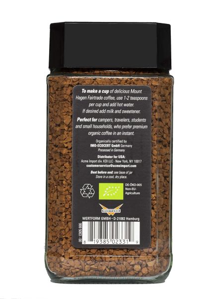 Mount Hagen Organic Fairtrade Instant Coffee - 3.53 oz