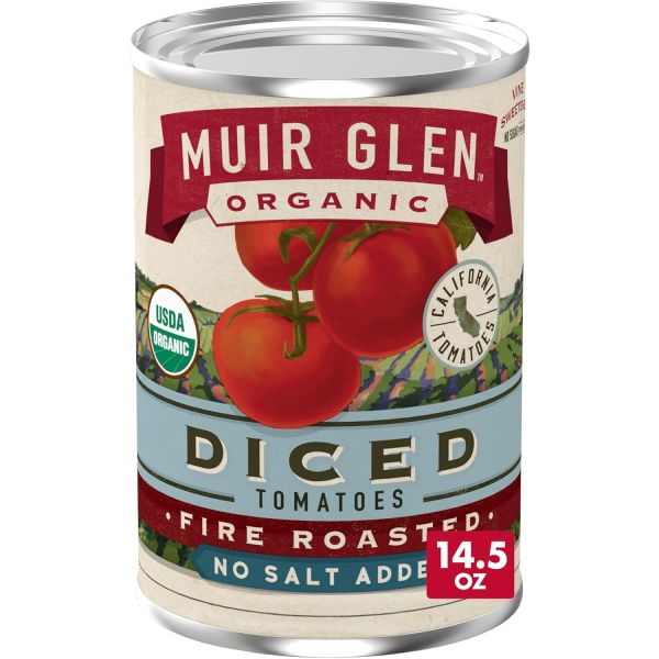 Muir Glen Organic Diced Fire Roasted Tomatoes, No Salt Added - 14.5 oz