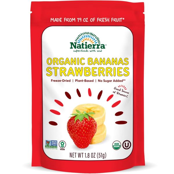 Natierra Organic Freeze Dried Bananas & Strawberries - 1.8 oz