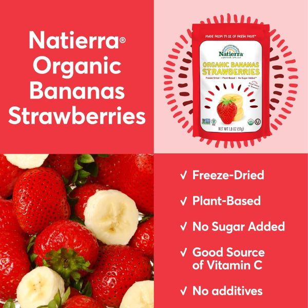 Natierra Organic Freeze Dried Bananas & Strawberries - 1.8 oz