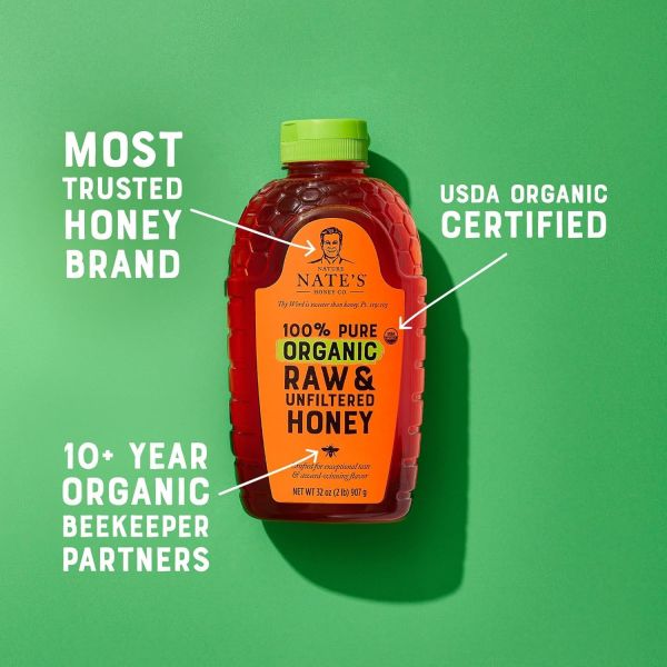 Nature Nate's 100% Pure Organic Raw & Unfiltered Honey - 16 oz