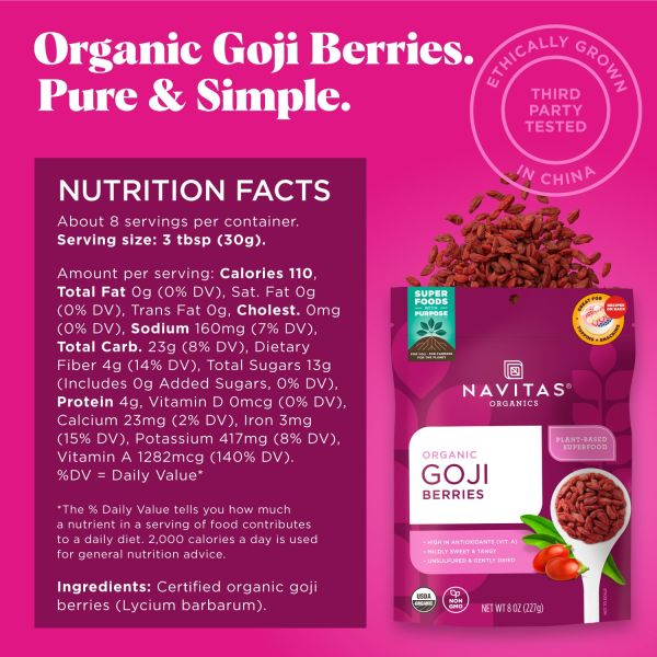 Navitas Organics Goji Berries - 8 oz