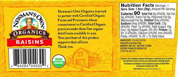 Newman's Own Organics Raisins, 1 oz Boxes
