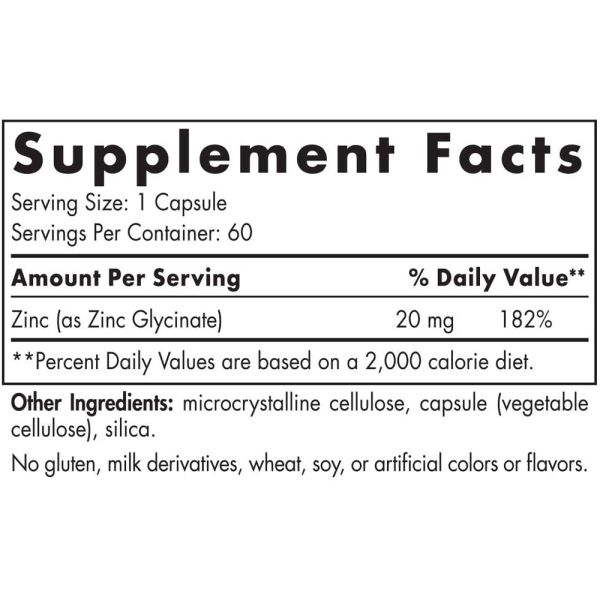 Nordic Naturals Zinc Glycinate - 20 mg - 60 Capsules