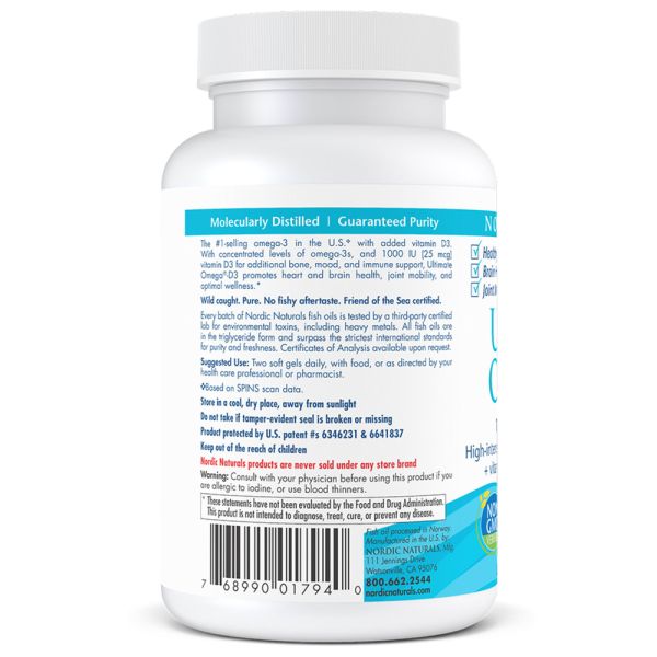 Nordic Naturals Ultimate Omega-D3 Lemon - 1000 mg - 60 Softgels