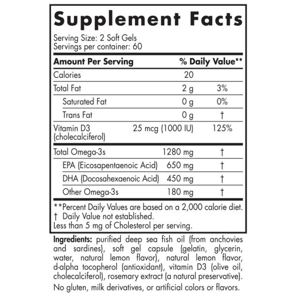 Nordic Naturals Ultimate Omega-D3 Lemon - 1000 mg - 120 Softgels