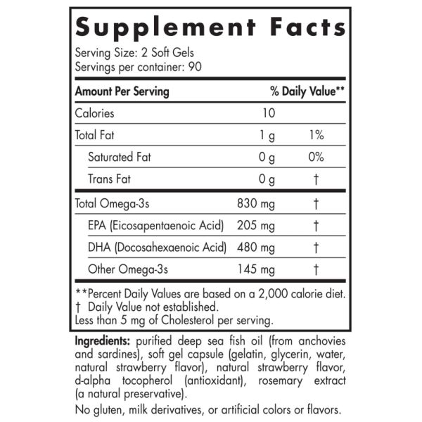 Nordic Naturals DHA Strawberry - 830 mg - 180 Softgels