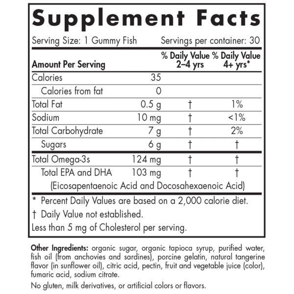 Nordic Naturals Nordic Omega-3 Fish Gummy Tangerine - 124 mg - 30 Gummies