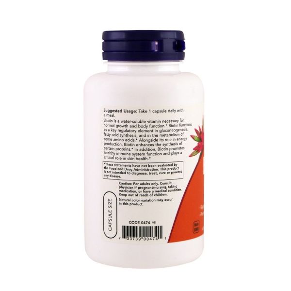 NOW Biotin - 5000 mcg - 120 Veg Capsules