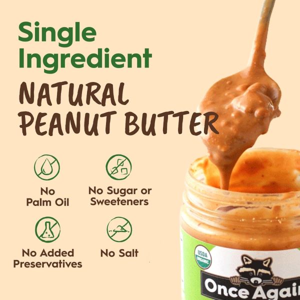 Once Again Organic Crunchy Peanut Butter, Unsalted - 16 oz