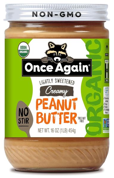 Once Again Organic Peanut Butter, Creamy Lightly Sweetened - 16 oz