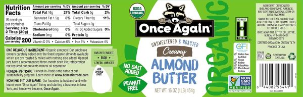 Once Again Organic Creamy Almond Butter - 16 oz
