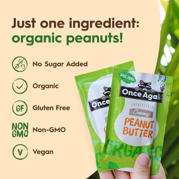 Once Again Organic Peanut Butter Unsweetened Squeeze Packs