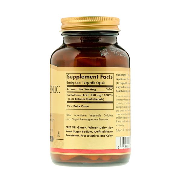 Solgar Pantothenic Acid - 550 mg - 100 Vegetable Capsules