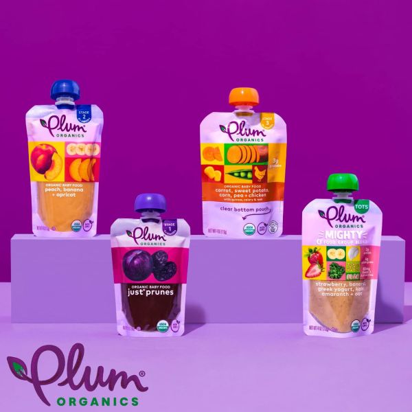 Plum Organics Baby Food Puree 6+ Months, Pear + Mango - 4 oz