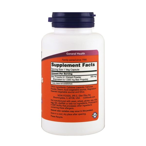 NOW Propolis 1500 - 100 Vegetable Capsules