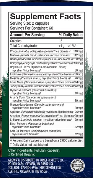 Host Defense Mushrooms Organic MyCommunity Capsules - 120 Capsules