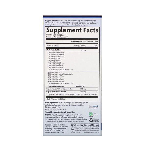 Garden of Life Dr. Formulated Probiotics Prostate plus - 50 billion - 60 Vegetarian Capsules