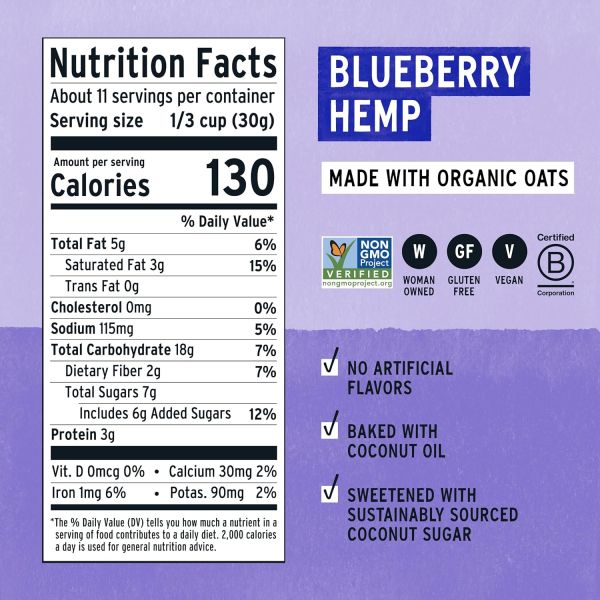 Purely Elizabeth Ancient Grain Granola, Blueberry Hemp - 12 oz