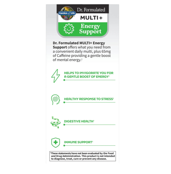 Garden of Life, Dr. Formulated Multi+, Energy Support, 30 Capsules