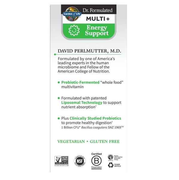 Garden of Life, Dr. Formulated Multi+, Energy Support, 30 Capsules