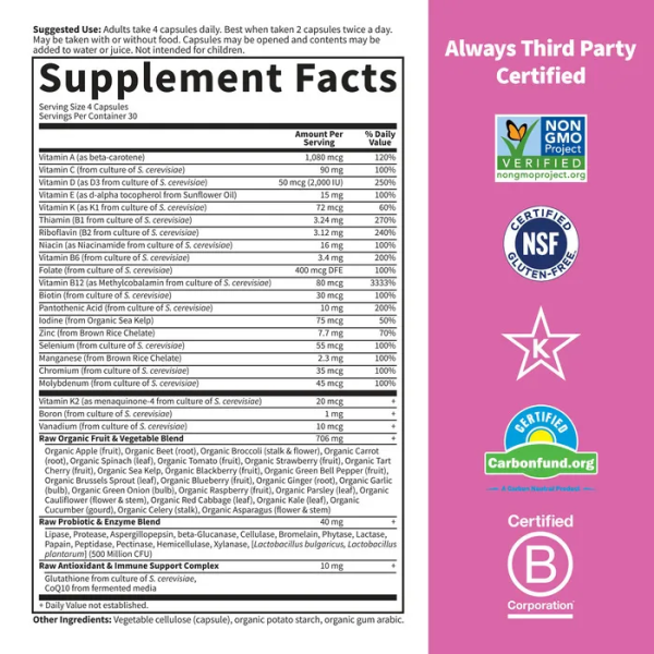 Garden of Life Vitamin Code® 50 & Wiser Women Whole Food Multivitamin - 120 Vegetarian Capsules