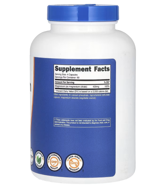 Nutricost Magnesium Citrate - 420 mg - 240 Capsules