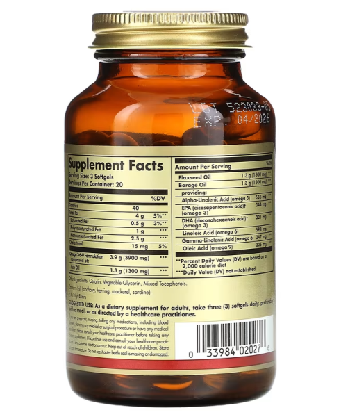 Solgar, Omega 3-6-9, 1,300 mg, 60 Softgels