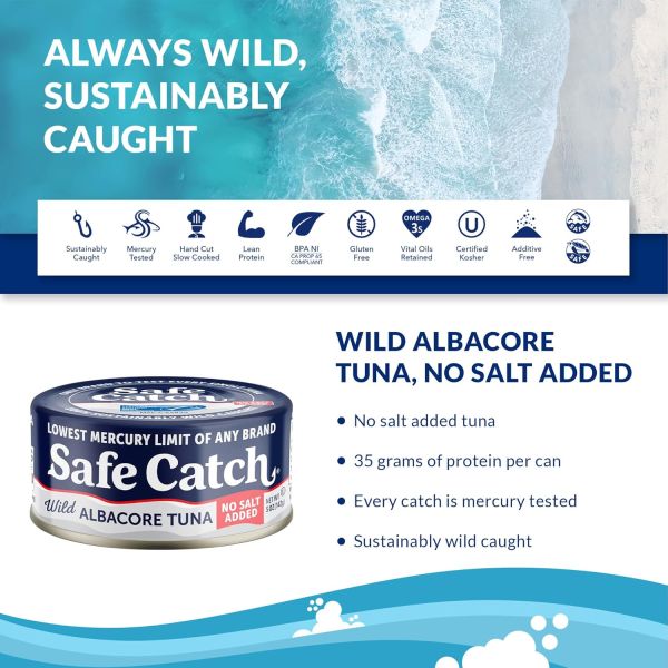 Safe Catch Wild Albacore Tuna, No Salt Added - 5 oz