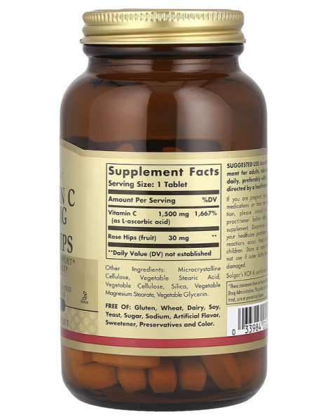 Solgar, Vitamin C with Rose Hips, 1,500 mg, 90 Tablets
