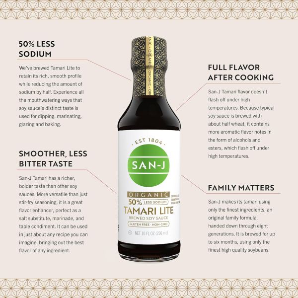 San-J Organic Gluten Free Tamari Soy Sauce, 50% Less Sodium
