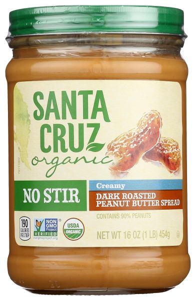 Santa Cruz Organic No Stir Dark Roast Creamy Peanut Butter Spread - 16 oz