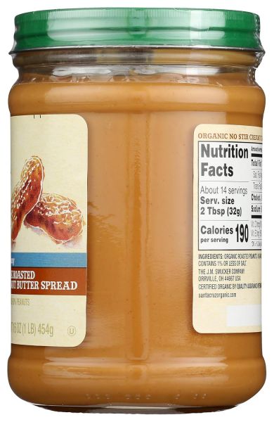 Santa Cruz Organic No Stir Dark Roast Creamy Peanut Butter Spread - 16 oz