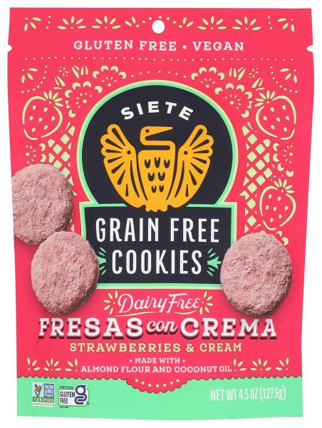 Siete Grain Free Cookies, Fresas Con Crema - 4.5 oz