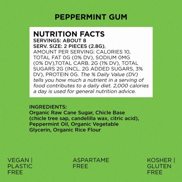Simply Natural Chewing Gum, Peppermint - 15 Pieces