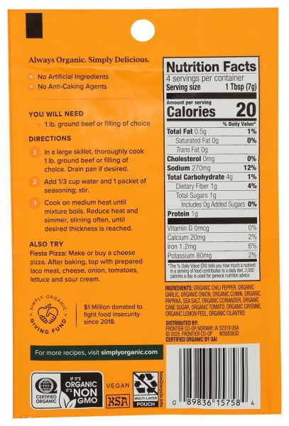 Simply Organic Mild Taco Seasoning - 1 oz