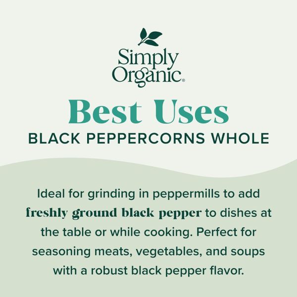 Simply Organic Black Peppercorns - 2.65 oz