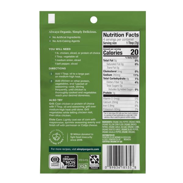 Simply Organic Fajita Seasoning Mix - 1 oz