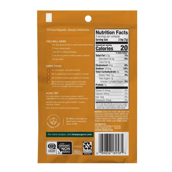 Simply Organic Mild Chili Seasoning Mix - 1 oz