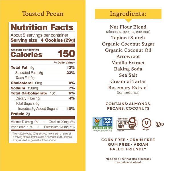 Simple Mills Crunchy Almond Flour Cookies, Toasted Pecan - 5.5 oz