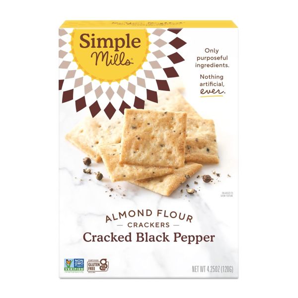 Simple Mills Almond Flour Crackers, Cracked Black Pepper - 4.25 oz